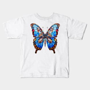 Stained Glass Colorful Butterfly #3 Kids T-Shirt